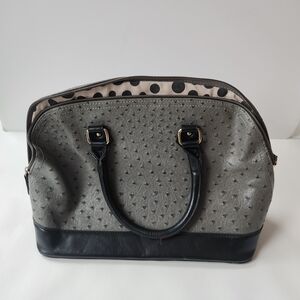 Elegant Gray and Black Women's Leather Handbag Medium